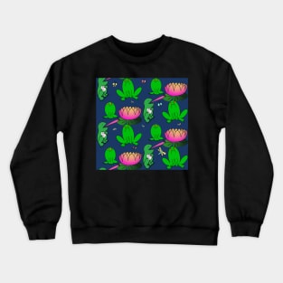 The Dumbest Lads Frogs In A Pond Having a Snack in Navy Crewneck Sweatshirt